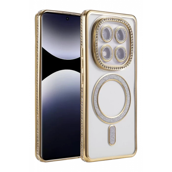 Newface Xiaomi Redmi Note 14 Pro 5G Joke Simli Magneticsafe Kılıf - Gold