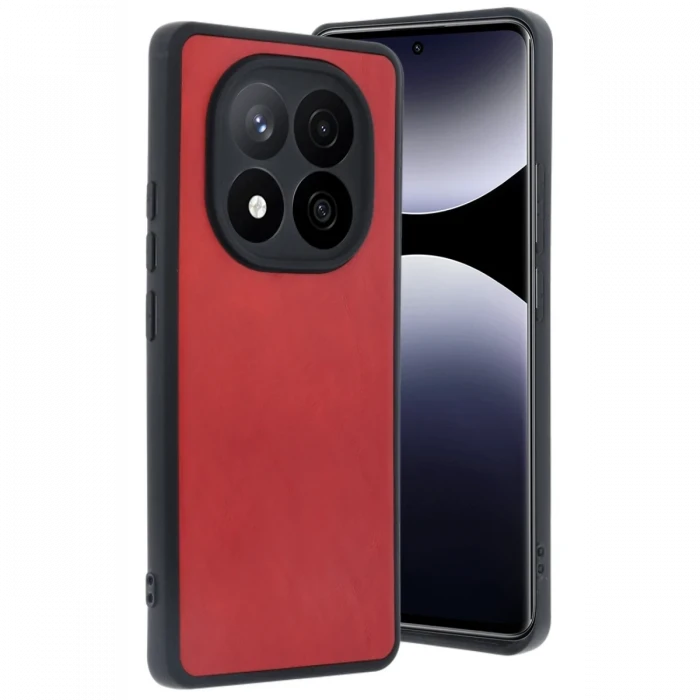 Newface Xiaomi Redmi Note 14 Pro 5G Kılıf Aras Deri Kapak - Kırmızı