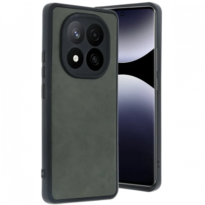 Newface Xiaomi Redmi Note 14 Pro 5G Kılıf Aras Deri Kapak - Koyu Yeşil
