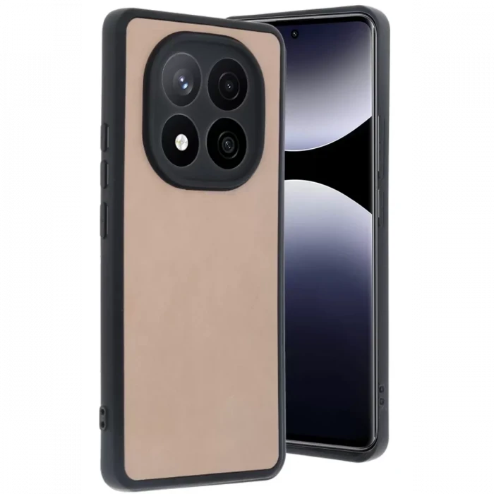 Newface Xiaomi Redmi Note 14 Pro 5G Kılıf Aras Deri Kapak - Pudra