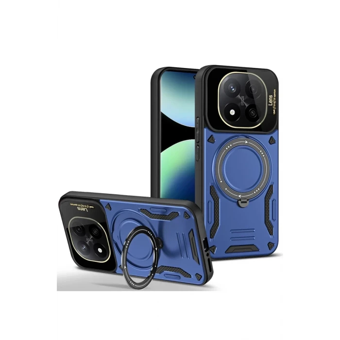 Newface Xiaomi Redmi Note 14 Pro 5G Kılıf Joy Lens Standlı Kapak - Lacivert