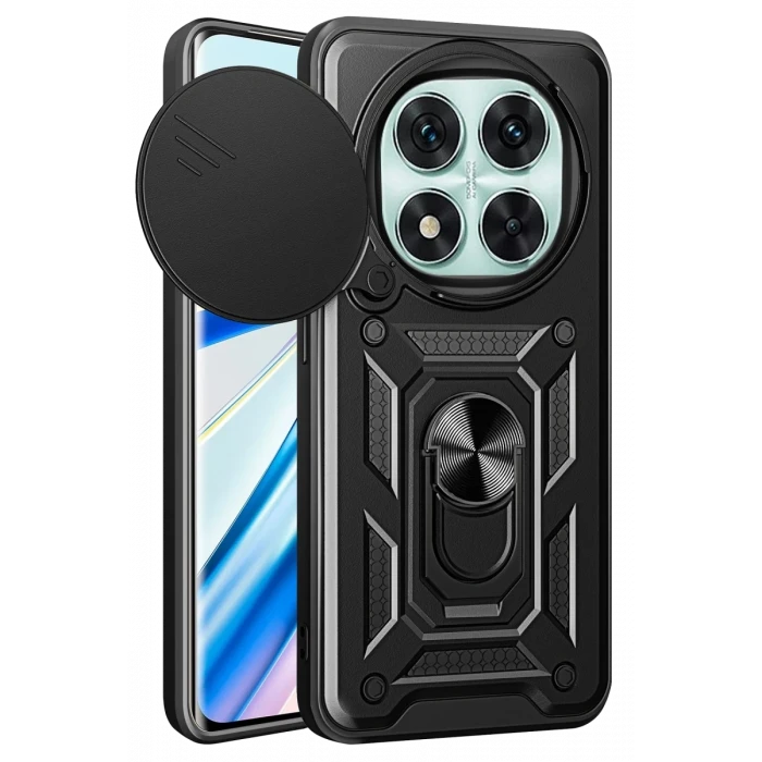 Newface Xiaomi Redmi Note 14 Pro 5G Kılıf Pars Lens Yüzüklü Silikon - Siyah
