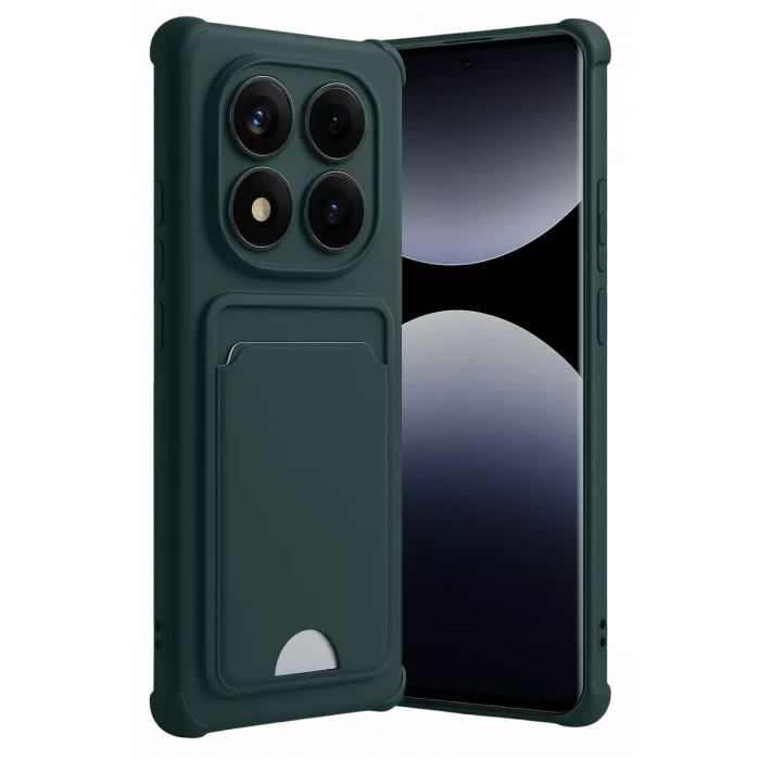 Newface Xiaomi Redmi Note 14 Pro Plus Kelvin Kartvizitli Silikon - Koyu Yeşil