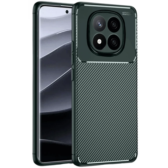 Newface Xiaomi Redmi Note 14 Pro Plus Kılıf Auto Focus Karbon Kapak - Koyu Yeşil
