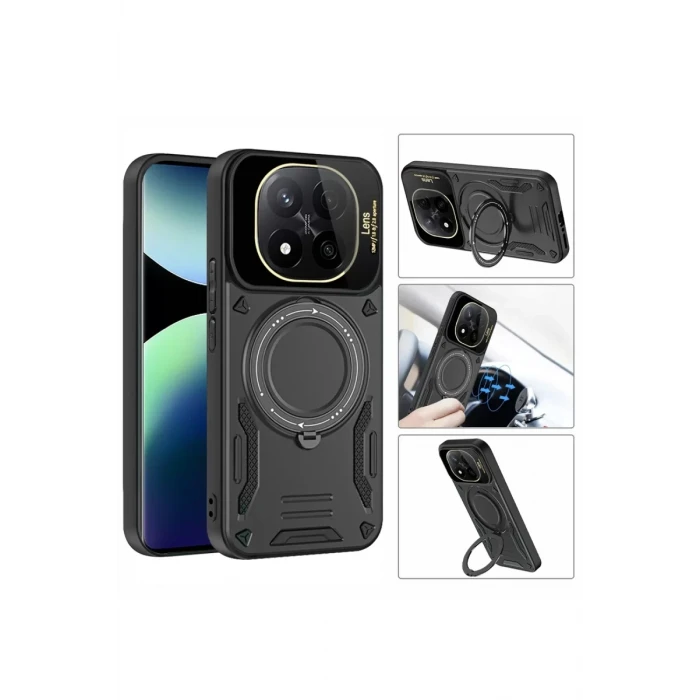 Newface Xiaomi Redmi Note 14 Pro Plus Kılıf Joy Lens Standlı Kapak - Mor