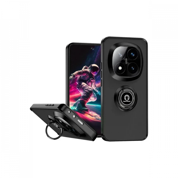 Newface Xiaomi Redmi Note 14 Pro Plus Kılıf Montreal Yüzüklü Silikon Kapak - Siyah