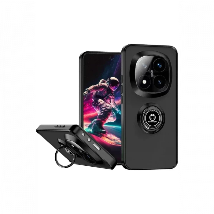 Newface Xiaomi Redmi Note 14 Pro Plus Kılıf Montreal Yüzüklü Silikon Kapak - Siyah