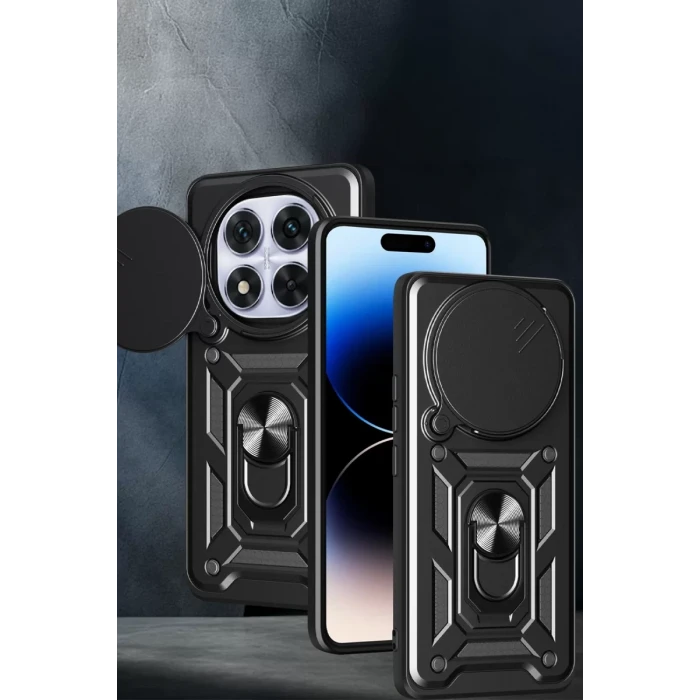 Newface Xiaomi Redmi Note 14 Pro Plus Kılıf Pars Lens Yüzüklü Silikon - Kırmızı