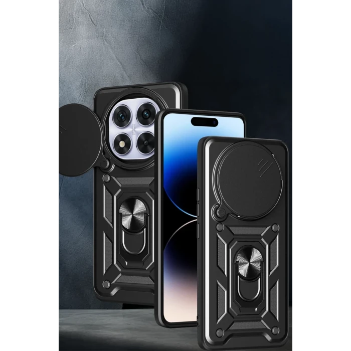 Newface Xiaomi Redmi Note 14 Pro Plus Kılıf Pars Lens Yüzüklü Silikon - Kırmızı
