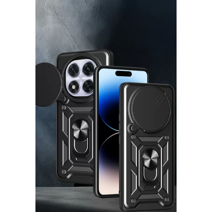Newface Xiaomi Redmi Note 14 Pro Plus Kılıf Pars Lens Yüzüklü Silikon - Siyah