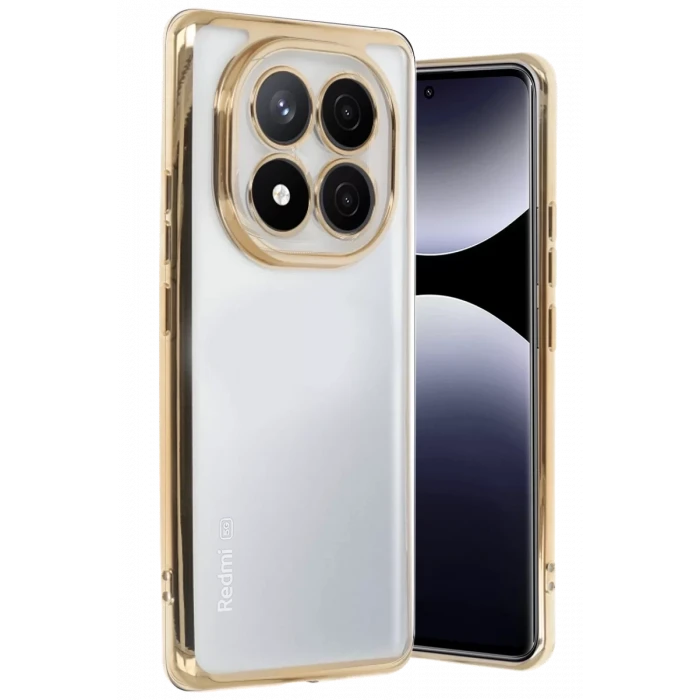 Newface Xiaomi Redmi Note 14 Pro Plus Kılıf Razer Lensli Silikon - Gold