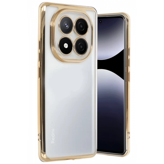 Newface Xiaomi Redmi Note 14 Pro Plus Kılıf Razer Lensli Silikon - Gold