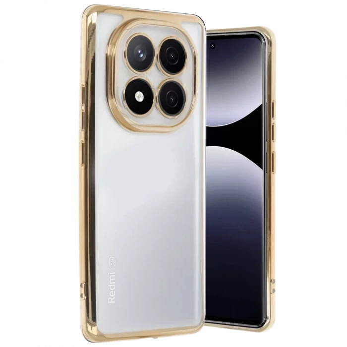 Newface Xiaomi Redmi Note 14 Pro Plus Kılıf Razer Lensli Silikon - Gold