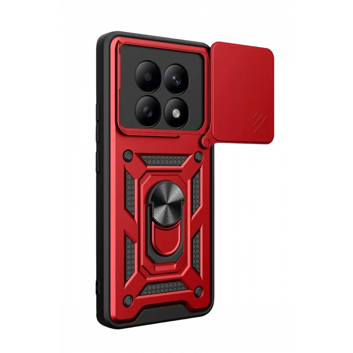 Newface Xiaomi Redmi Note 15 4G Pars Lens Yüzüklü Silikon - Kırmızı