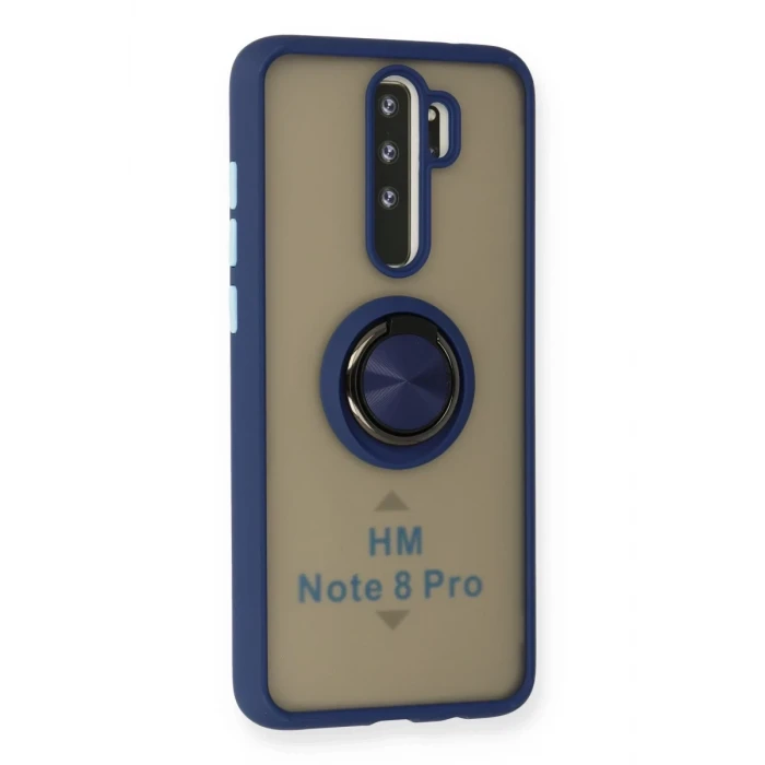 Newface Xiaomi Redmi Note 8 Pro Kılıf Montreal Yüzüklü Silikon Kapak - Lacivert