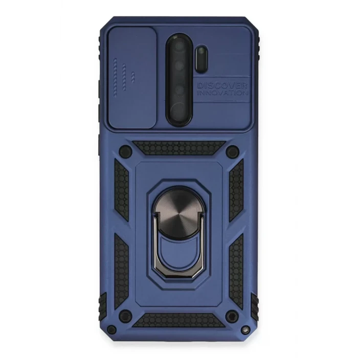 Newface Xiaomi Redmi Note 8 Pro Kılıf Pars Lens Yüzüklü Silikon - Lacivert