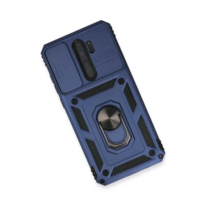 Newface Xiaomi Redmi Note 8 Pro Kılıf Pars Lens Yüzüklü Silikon - Lacivert