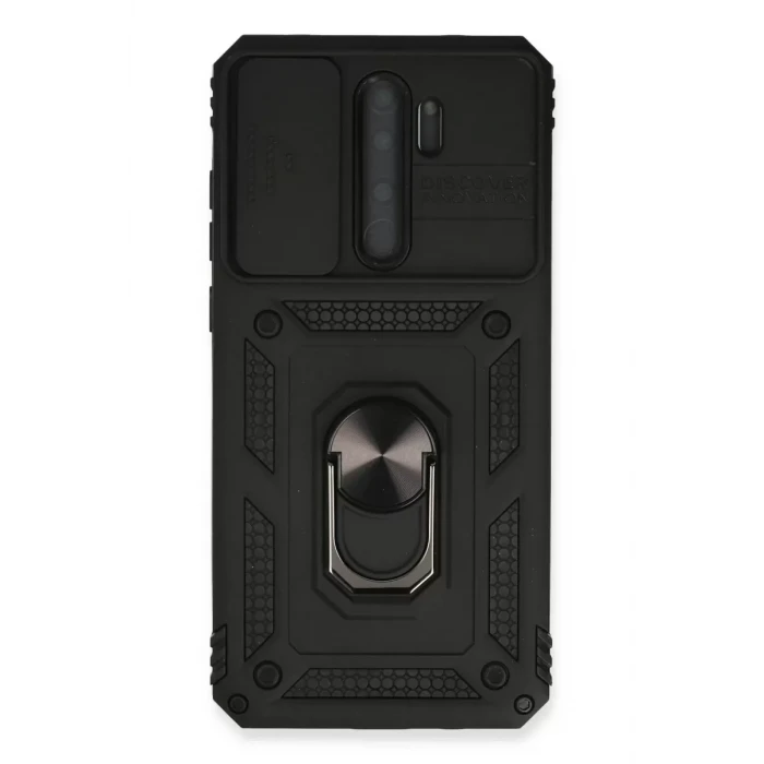 Newface Xiaomi Redmi Note 8 Pro Kılıf Pars Lens Yüzüklü Silikon - Siyah