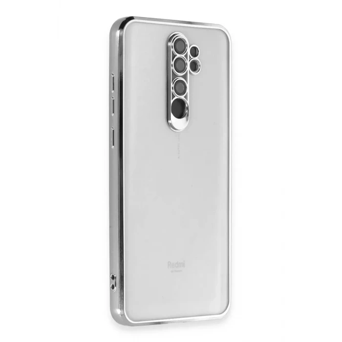 Newface Xiaomi Redmi Note 8 Pro Kılıf Razer Lensli Silikon - Gümüş