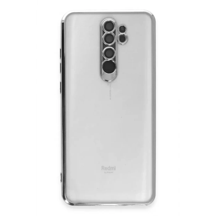 Newface Xiaomi Redmi Note 8 Pro Kılıf Razer Lensli Silikon - Gümüş