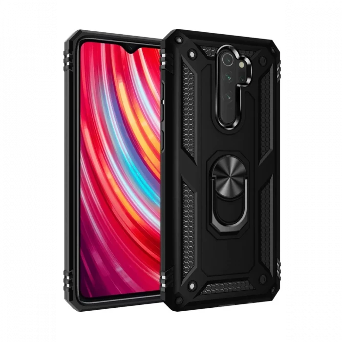 Newface Xiaomi Redmi Note 8 Pro Kılıf Sofya Yüzüklü Silikon Kapak - Siyah