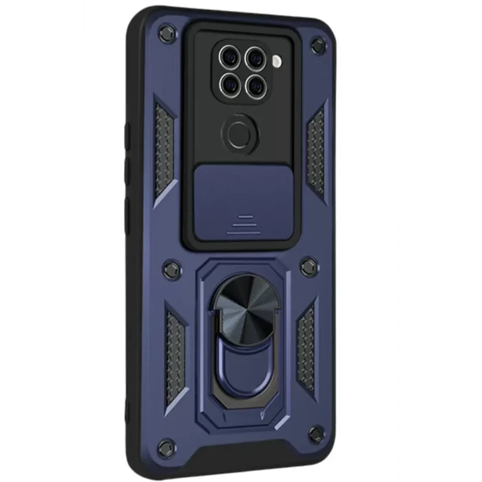 Newface Xiaomi Redmi Note 9 4G Kılıf Pars Lens Yüzüklü Silikon - Lacivert