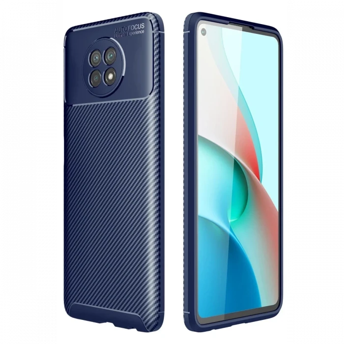 Newface Xiaomi Redmi Note 9 5G Kılıf Auto Focus Karbon Kapak - Lacivert