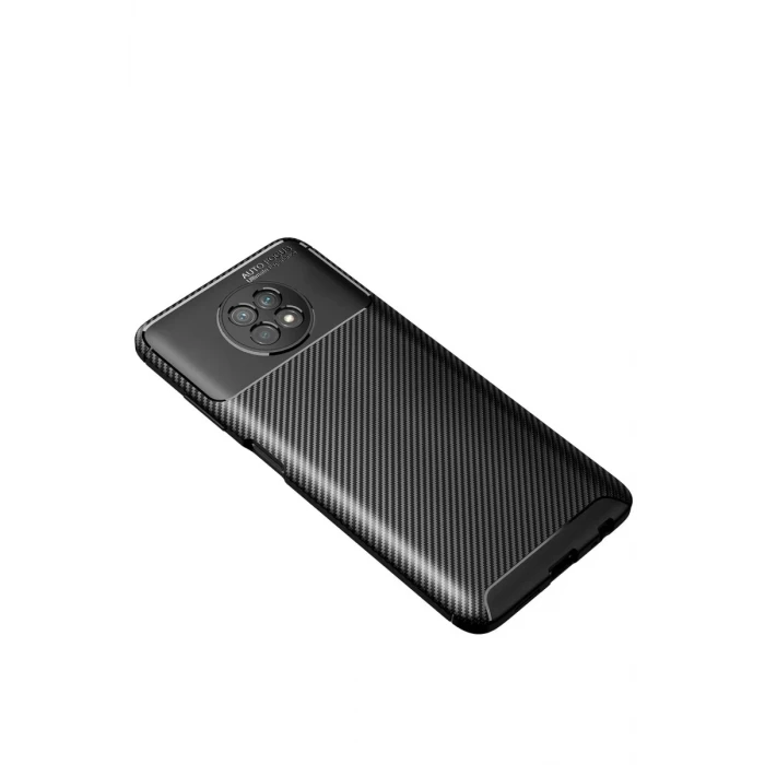 Newface Xiaomi Redmi Note 9 5G Kılıf Auto Focus Karbon Kapak - Siyah