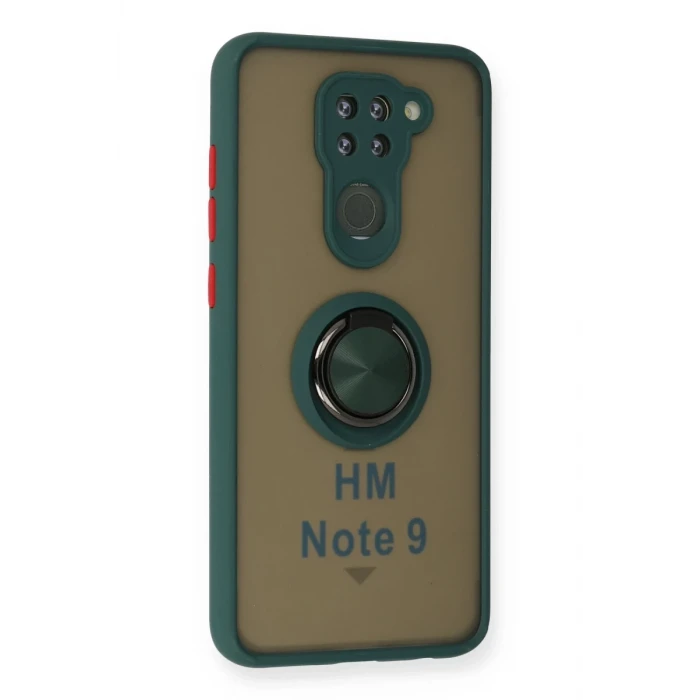 Newface Xiaomi Redmi Note 9 Kılıf Montreal Yüzüklü Silikon Kapak - Yeşil