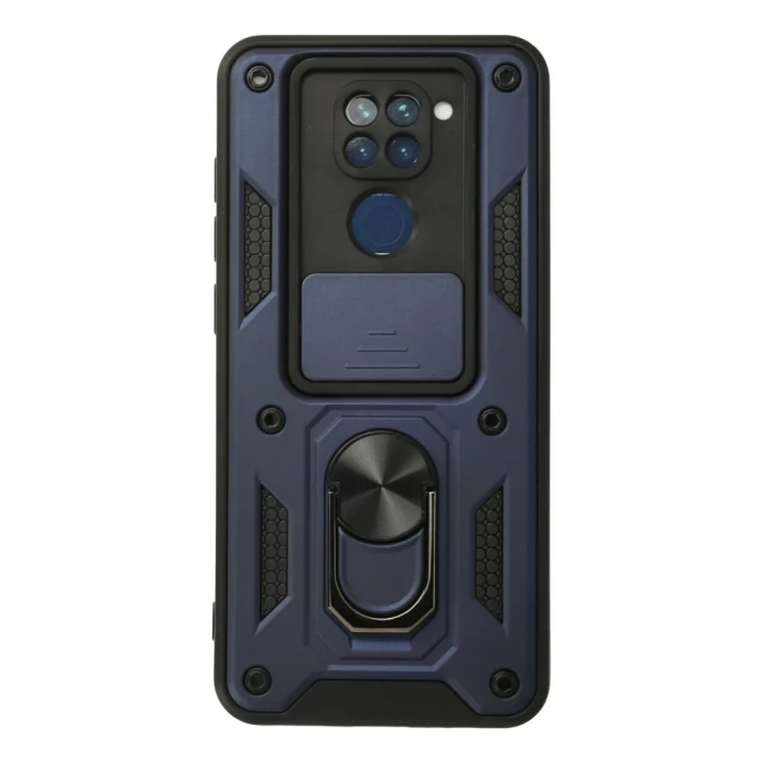 Newface Xiaomi Redmi Note 9 Kılıf Pars Lens Yüzüklü Silikon - Lacivert