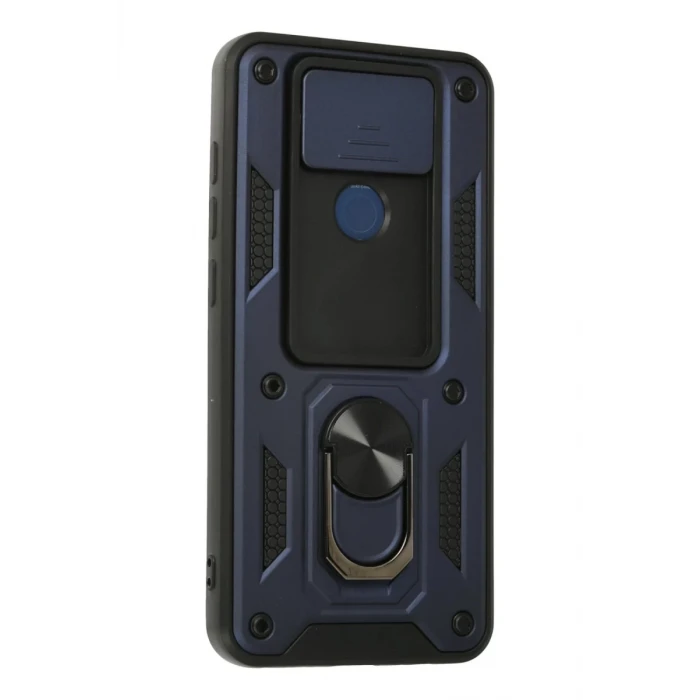 Newface Xiaomi Redmi Note 9 Kılıf Pars Lens Yüzüklü Silikon - Lacivert