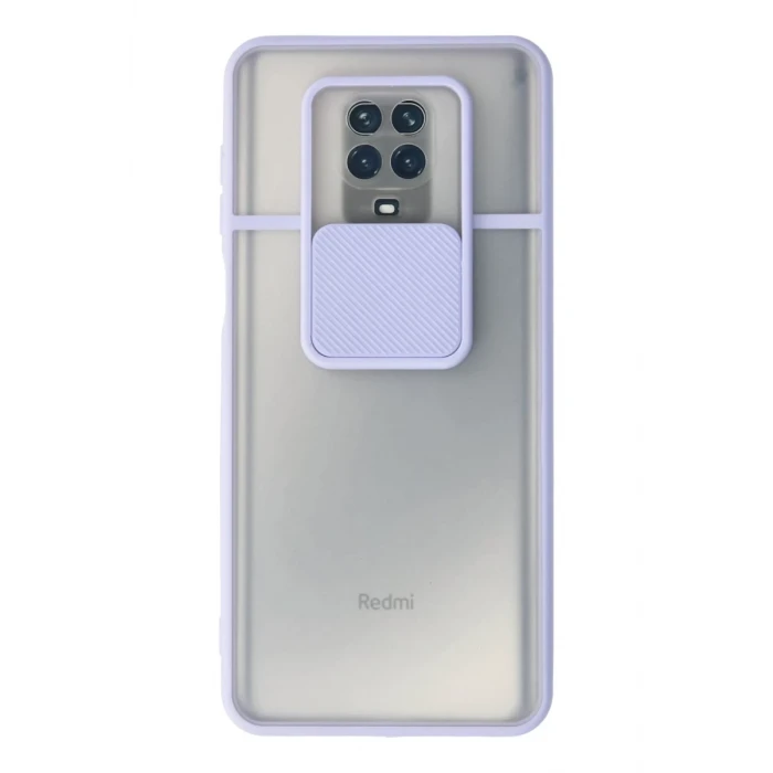 Newface Xiaomi Redmi Note 9 Pro Kılıf Palm Buzlu Kamera Sürgülü Silikon - Lila