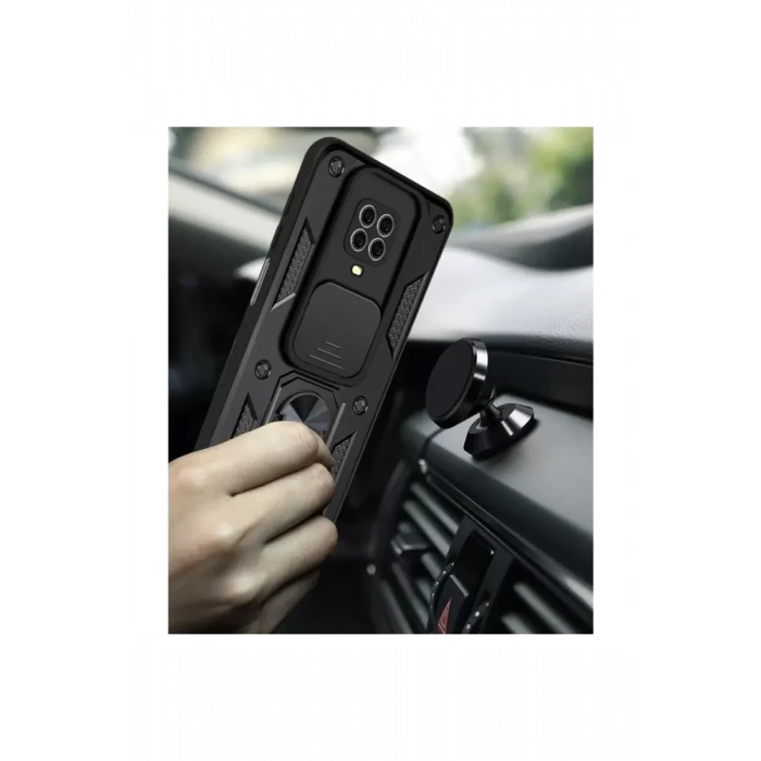 Newface Xiaomi Redmi Note 9 Pro Kılıf Pars Lens Yüzüklü Silikon - Kırmızı
