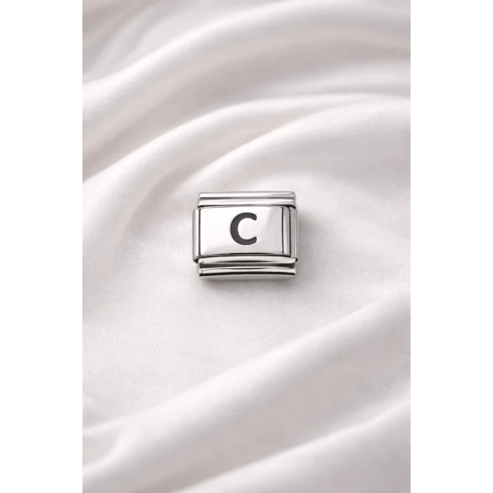 C Harfi Charm – Çelik Harfli Bileklik Aksesuarı ,Kişiye Özel Modüler Takı