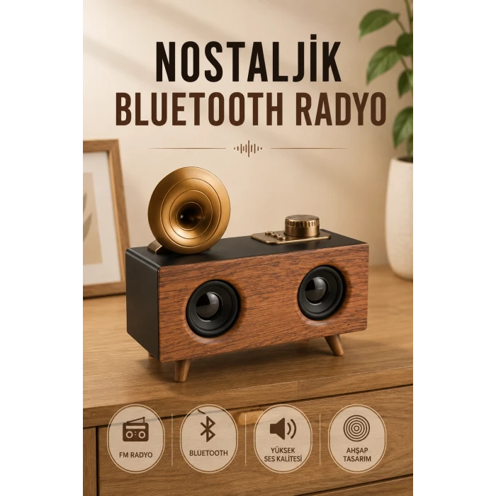 Nostaljik Radyo Bluetooth Bağlantılı Şarjlı Yüksek Ses Kaliteli