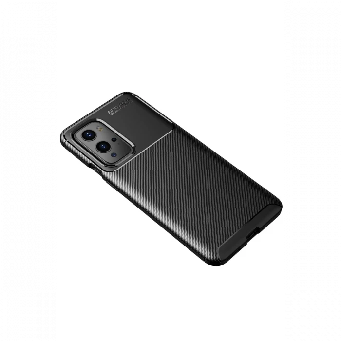 One Plus 9 Pro Kılıf Auto Focus Karbon Kapak - Siyah