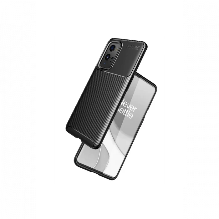 One Plus 9 Pro Kılıf Auto Focus Karbon Kapak - Siyah