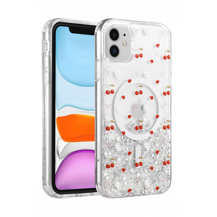 Onegif Apple iPhone 11 Misk Simli Magsafe Kapak - Desen 5