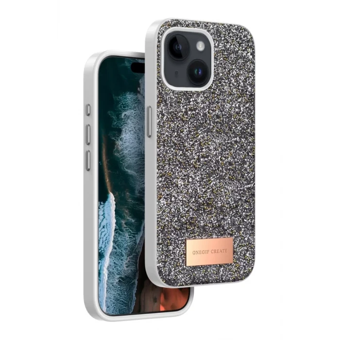 Onegif Apple iPhone 14 Bright Simli Kapak - Gümüş
