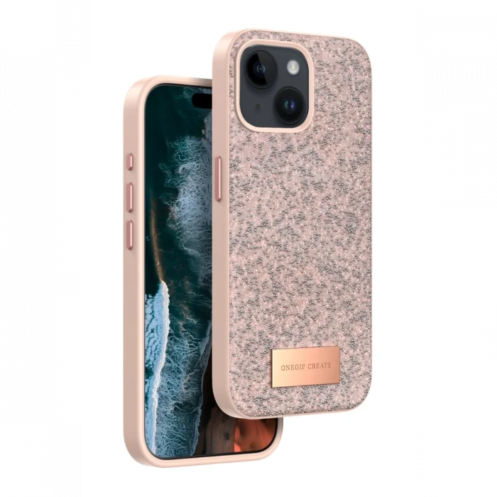 Onegif Apple iPhone 14 Bright Simli Kapak - Pembe