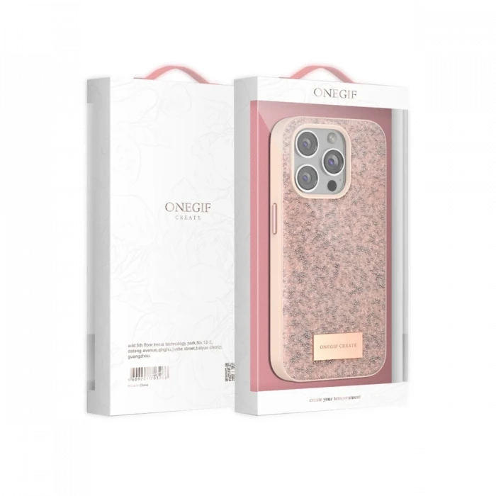 Onegif Apple iPhone 14 Pro Bright Simli Kapak - Pembe