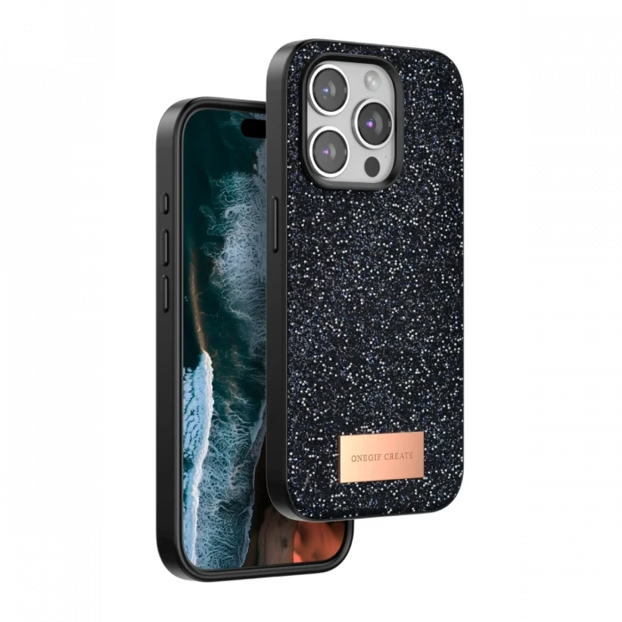 Onegif Apple iPhone 14 Pro Bright Simli Kapak - Siyah