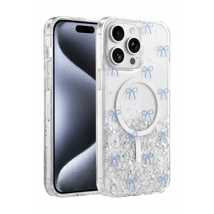 Onegif Apple iPhone 14 Pro Max Misk Simli Magsafe Kapak - Desen 3