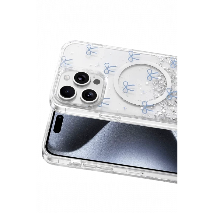 Onegif Apple iPhone 14 Pro Max Misk Simli Magsafe Kapak - Desen 3