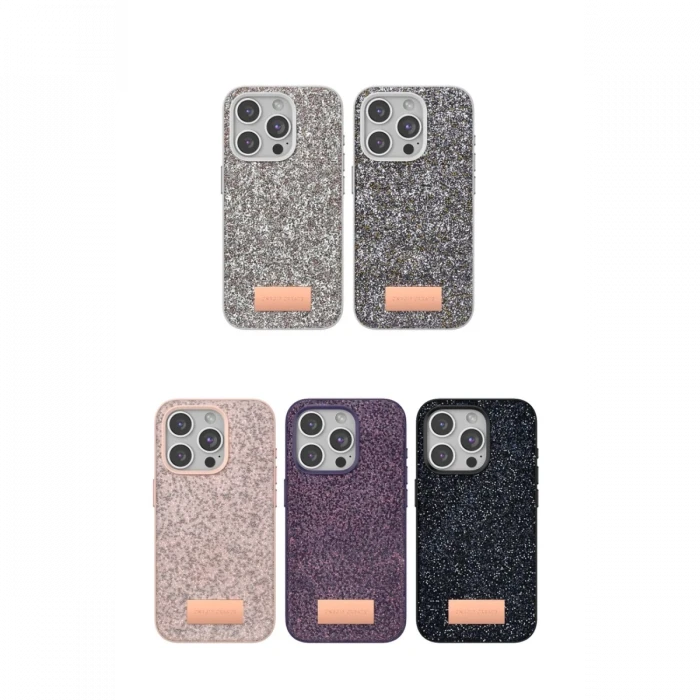 Onegif Apple iPhone 15 Bright Simli Kapak - Derin Mor