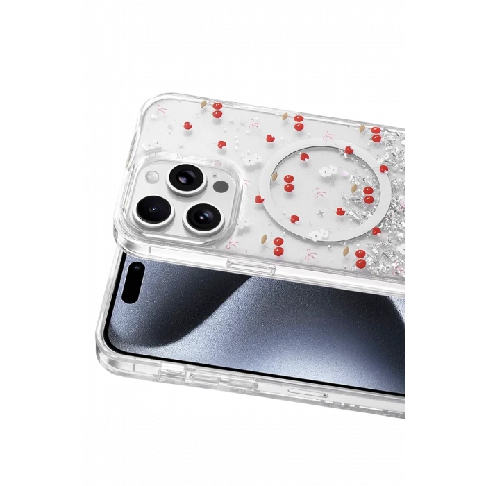 Onegif Apple iPhone 15 Pro Max Misk Simli Magsafe Kapak - Desen 5