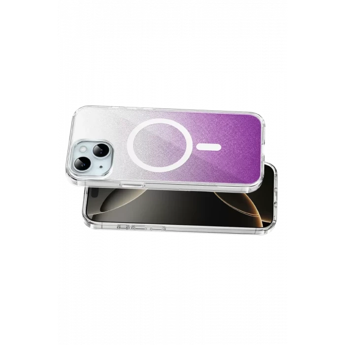 Onegif Apple iPhone 15 Sora Simli Magsafe Kapak - Mor