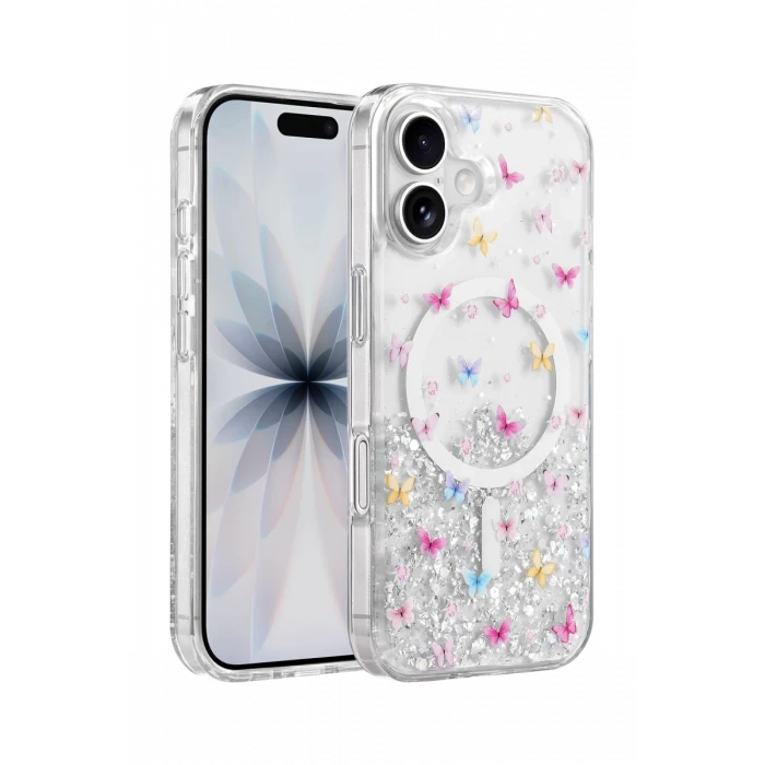 Onegif Apple iPhone 16 Misk Simli Magsafe Kapak - Desen 4