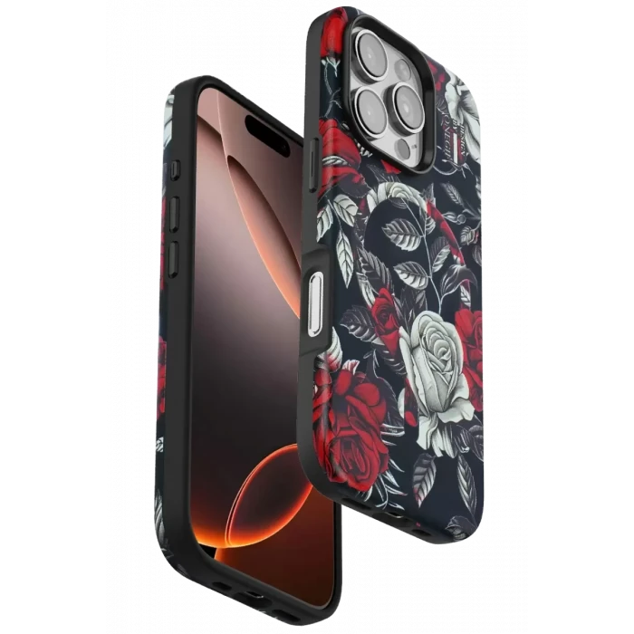 Onegif Apple iPhone 16 Pro Max Flower Series Magsafe Kapak - Siyah