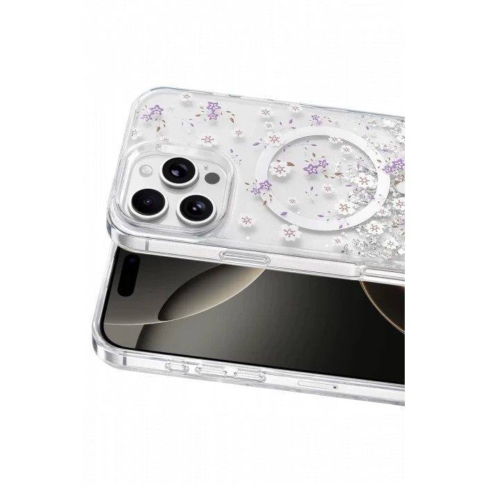 Onegif Apple iPhone 16 Pro Max Misk Simli Magsafe Kapak - Desen 2